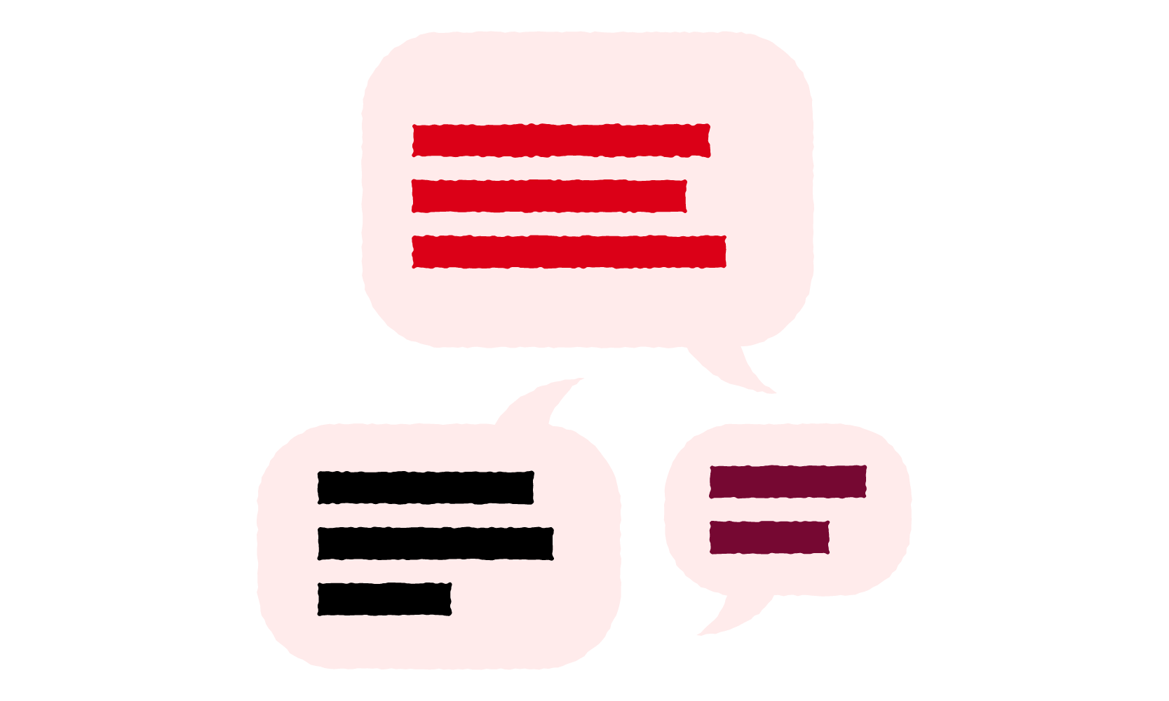 Speech bubbles representing negotiation, discussion and communication between people.